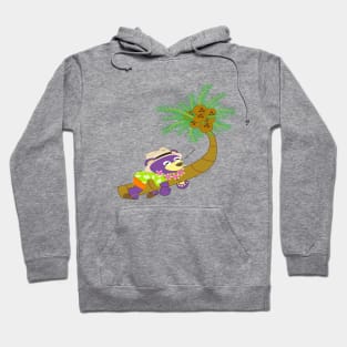 Mr.purple bear is lying down on the coconut tree,lazy summer,lazy bear Hoodie